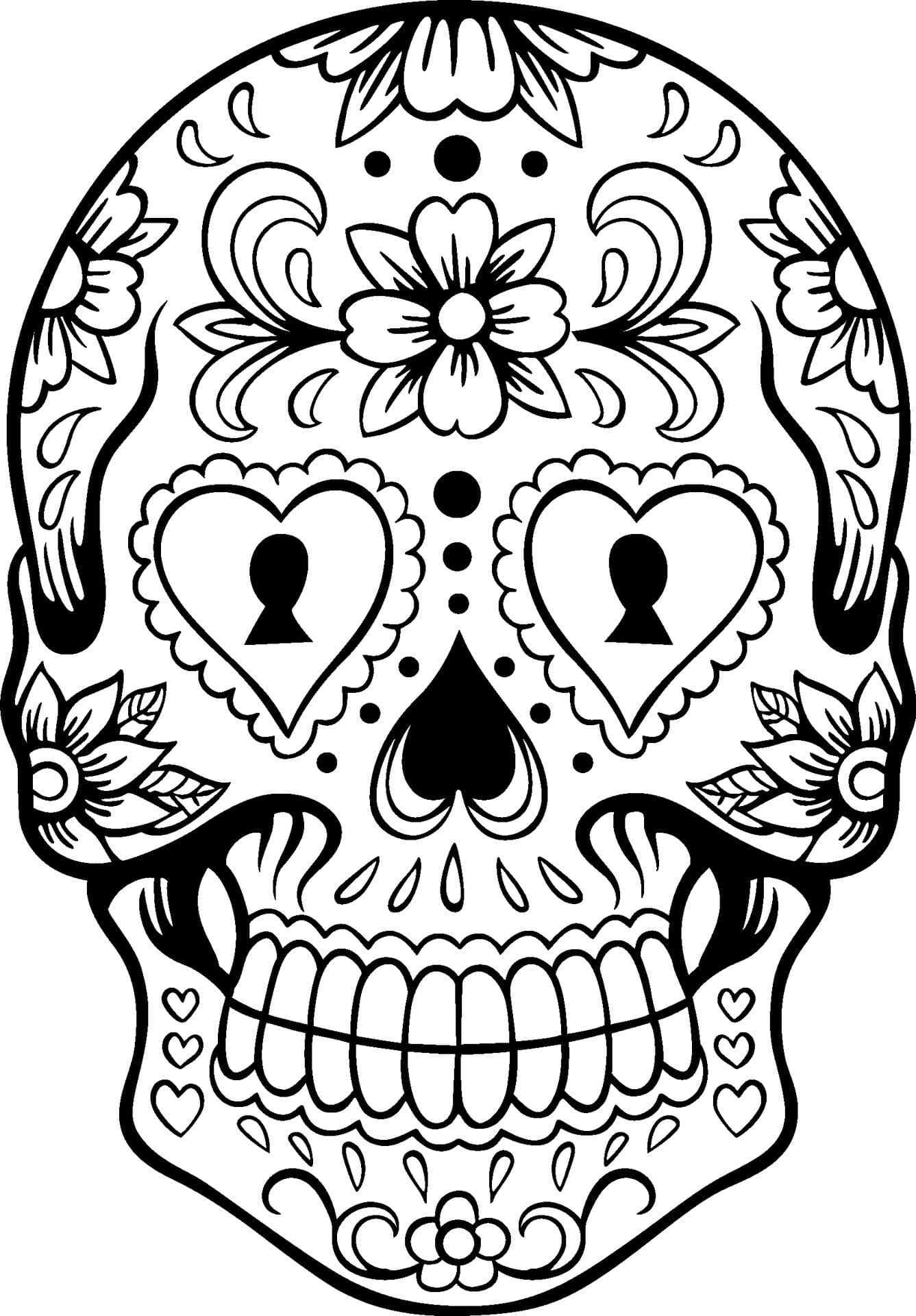 New Floral Ornament On The Skull Coloring Page