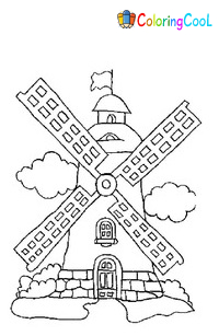 Windmill Coloring Pages