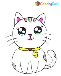How To Draw A Cute Cat – The Details Instructions Coloring Page