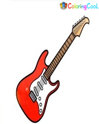 How To Draw A Guitar  – The Details Instructions Coloring Page