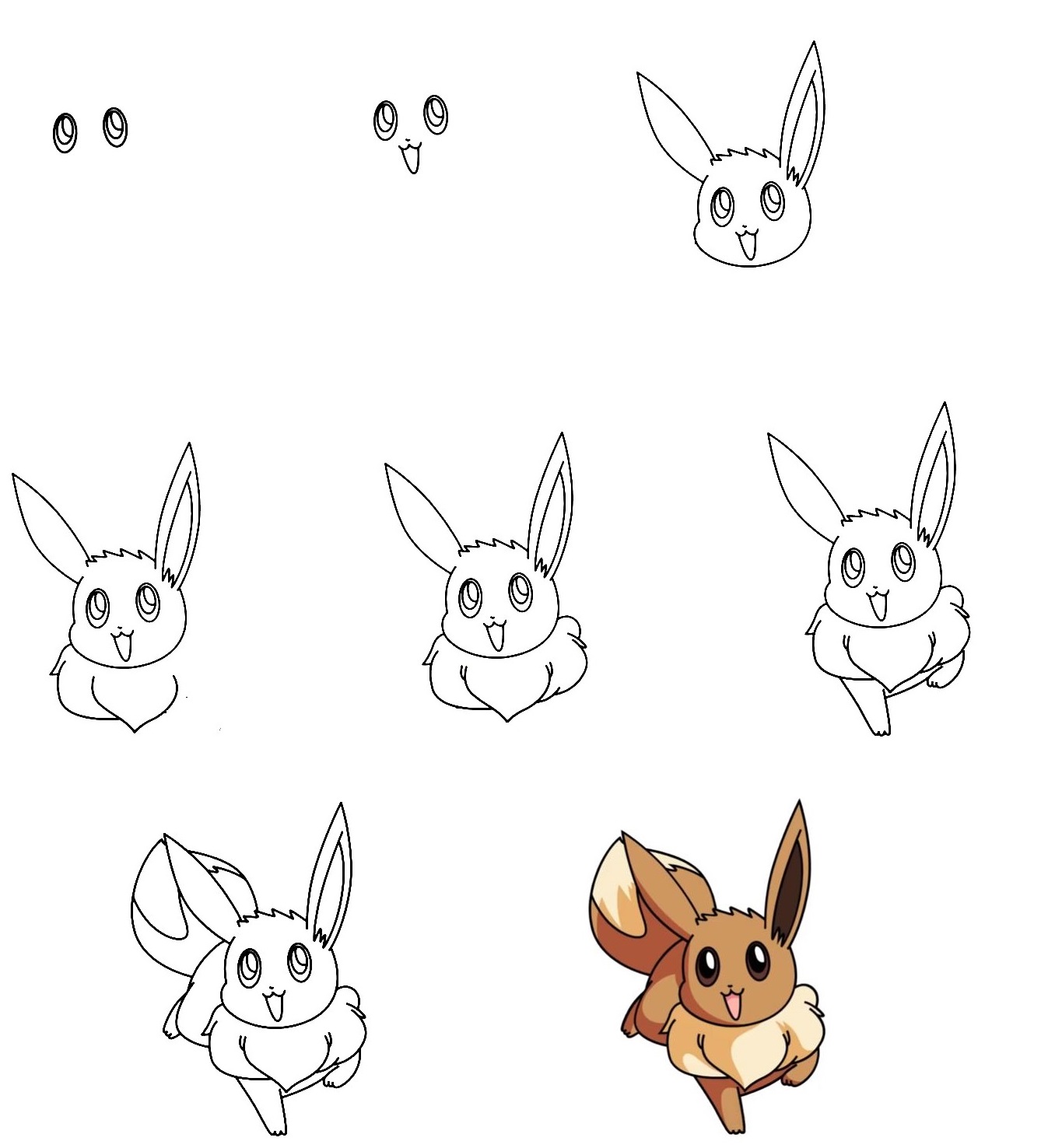 8 Steps Creating Nice Eevee Drawing - How To Draw Eevee