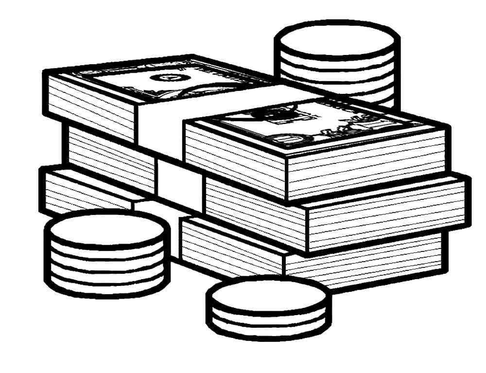 Large Amount Of Money Coloring Page