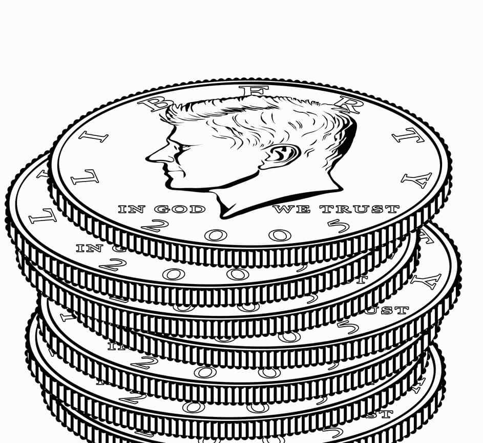 Neat Pile Of Coins Coloring Page