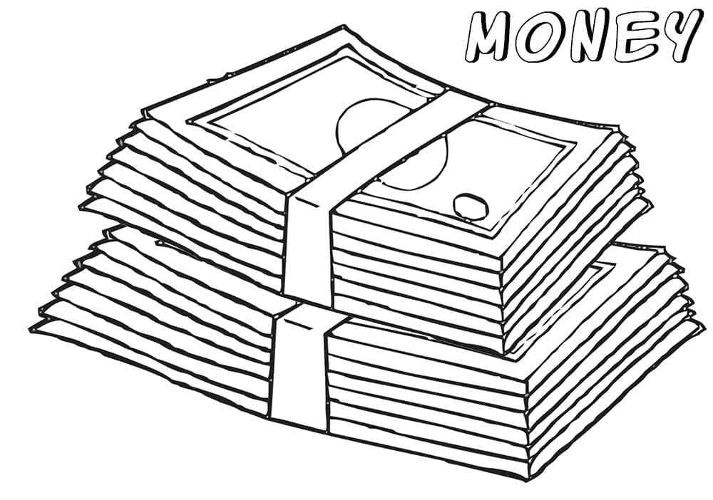 Neatly Folded Money Coloring Page