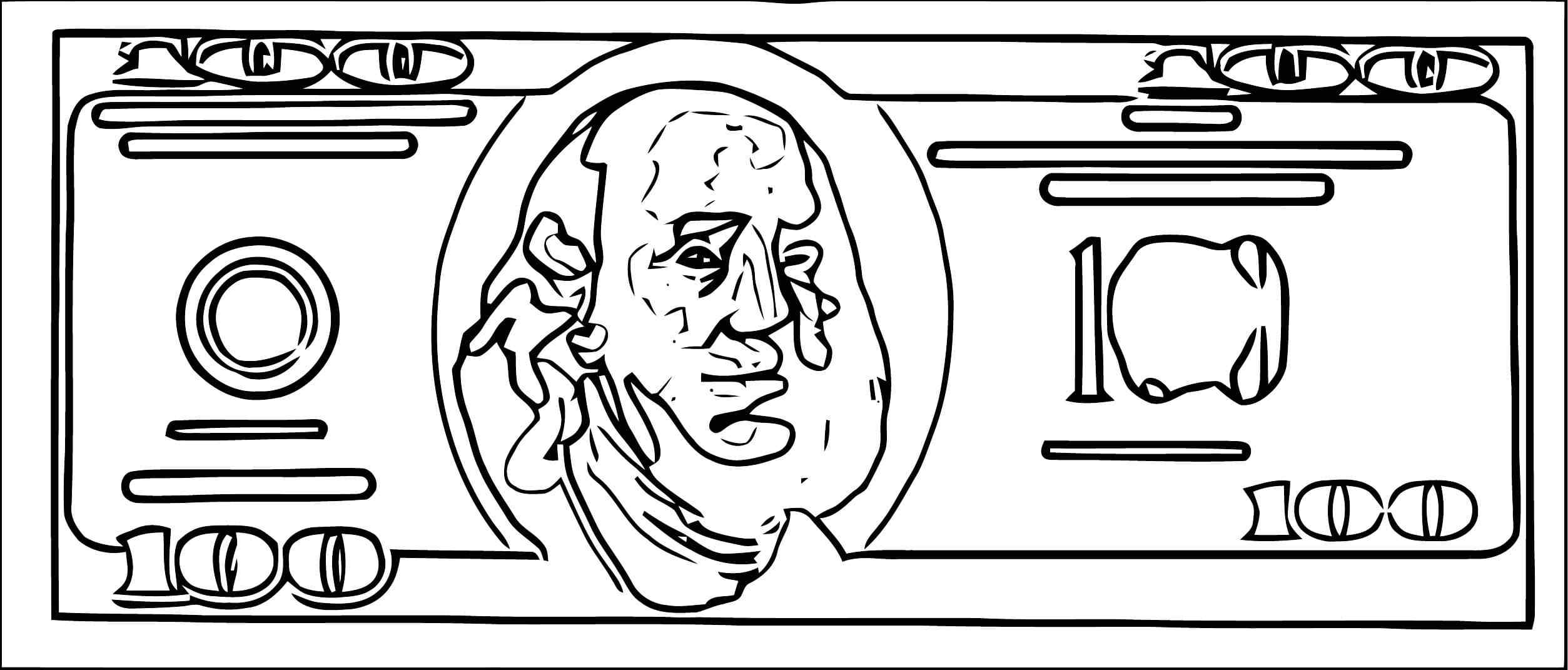 One Hundred Dollar Bill Coloring Page
