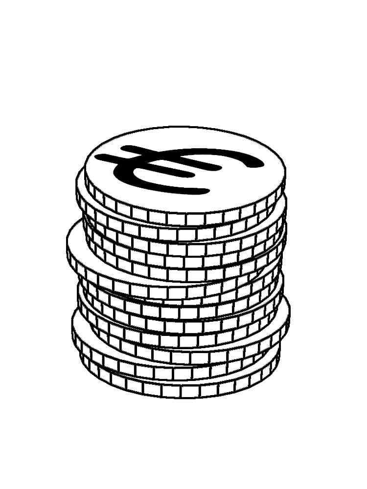Stack Of Euro Coins Coloring Page