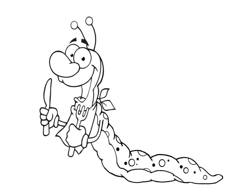 Caterpillar Is Ready For Dinner Coloring Page