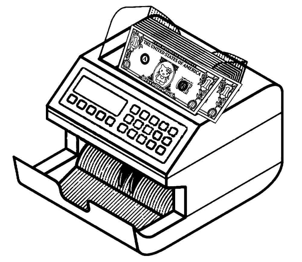 The Machine Counts Money Coloring Page