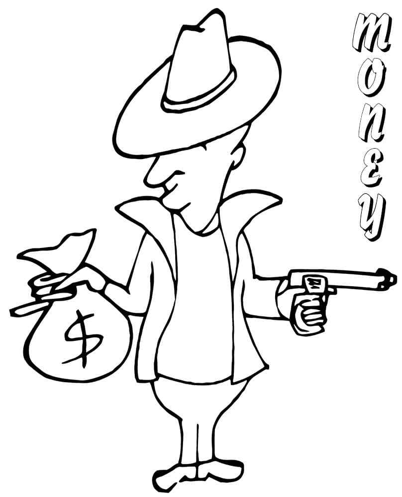 The Thief Stole Money Coloring Page