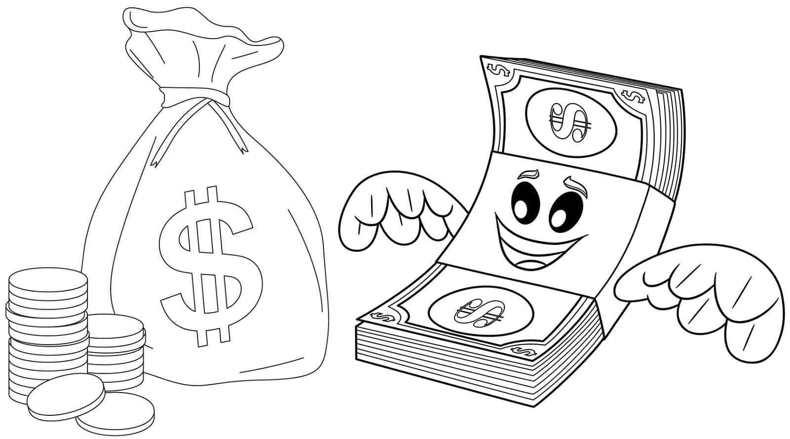 The Winged Wad Of Money Coloring Page