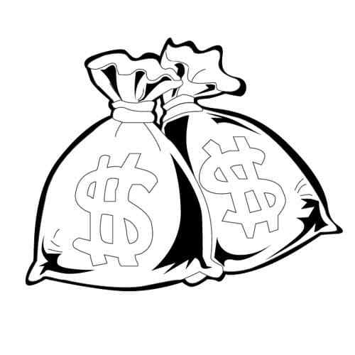 Two Bags Of Money Coloring Page