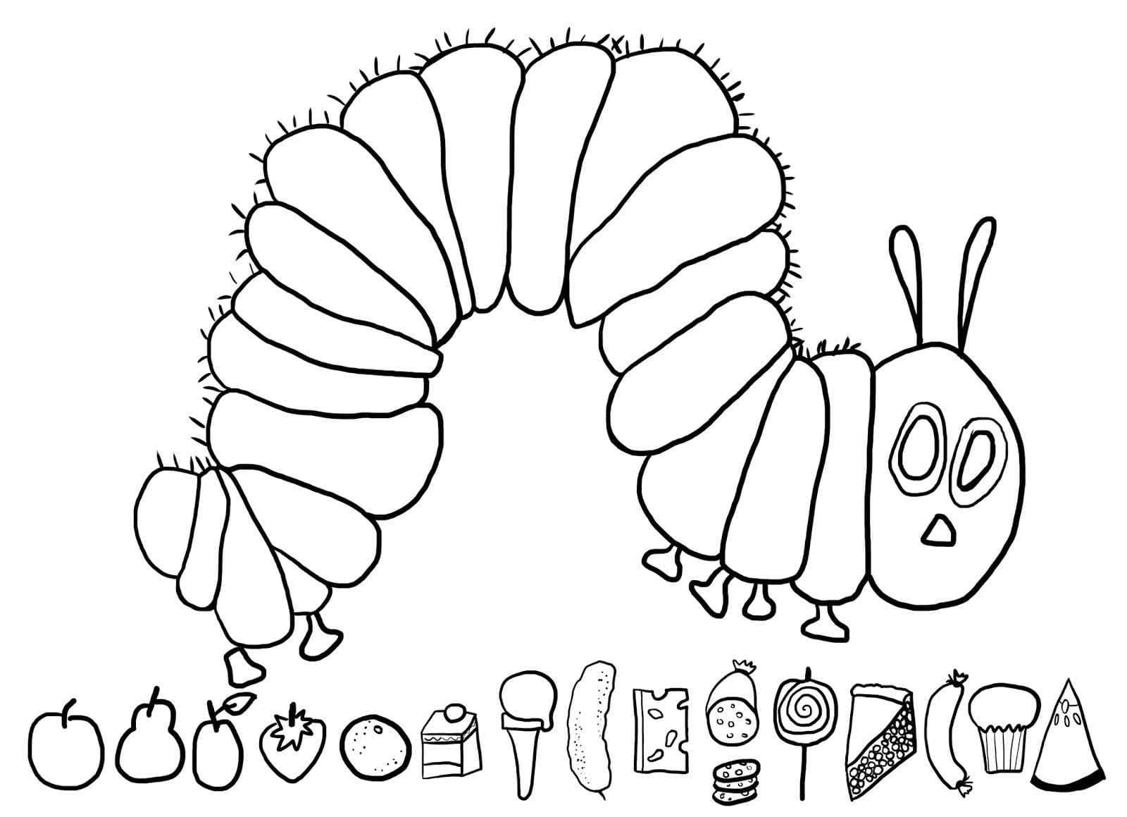 Various Snacks For The Caterpillar Coloring Page