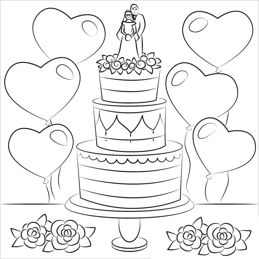 Wedding Cake With Hearts