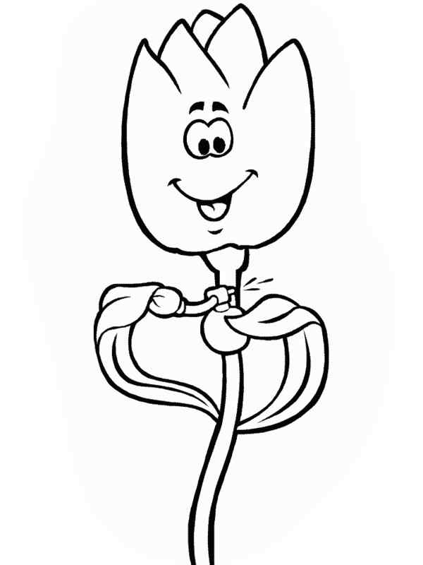 Cute Smile Tulip Coloring Page