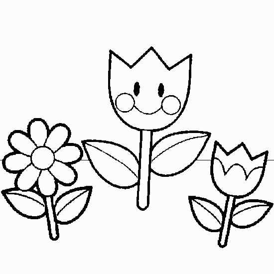Daisy And Two Tulip Coloring Page