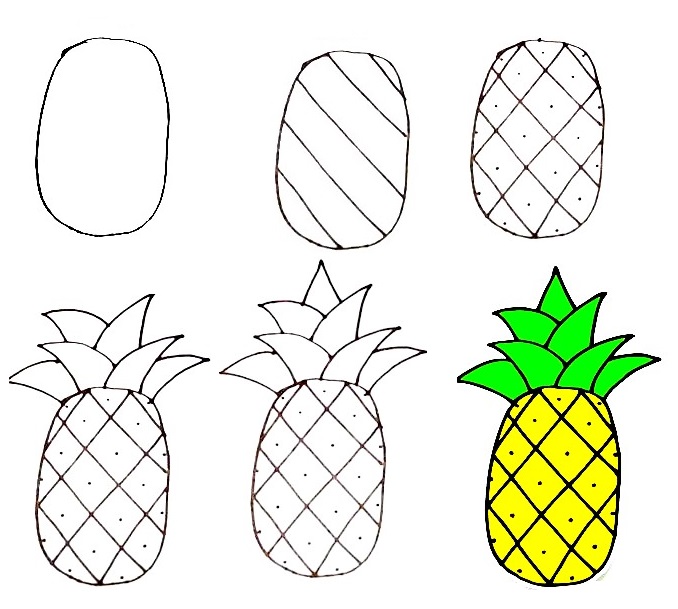 how to draw pineapple