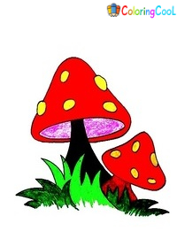 Mushrooms Drawing Is Created In 8 Easy Steps Coloring Page