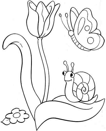 Snake And Tulip Coloring Page