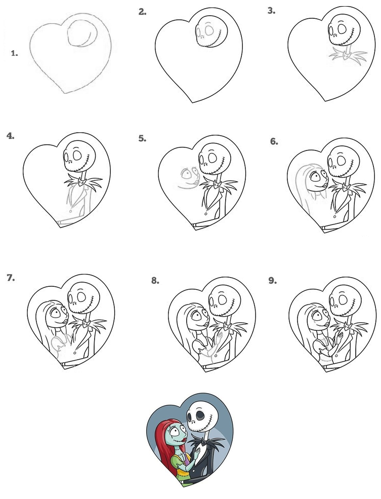 How to draw Jack and Sally