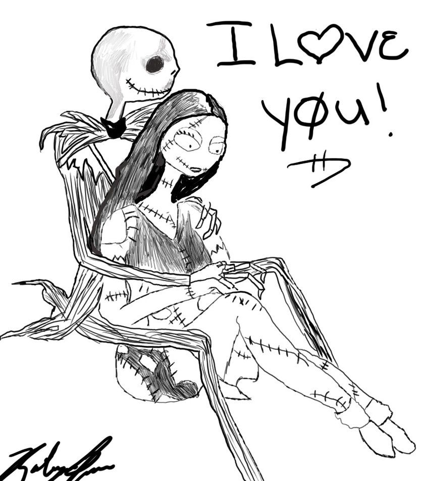 Jack And Sally In Love Coloring Page