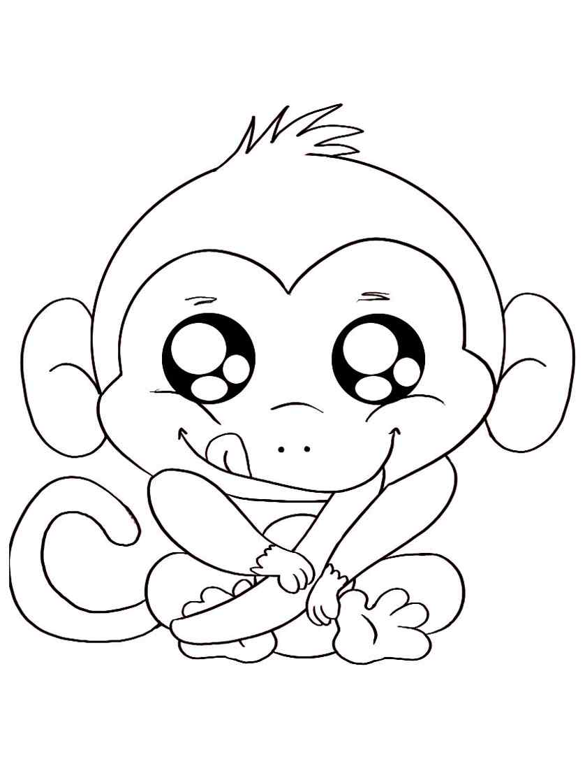 Printable Simple Monkeys Coloring Page