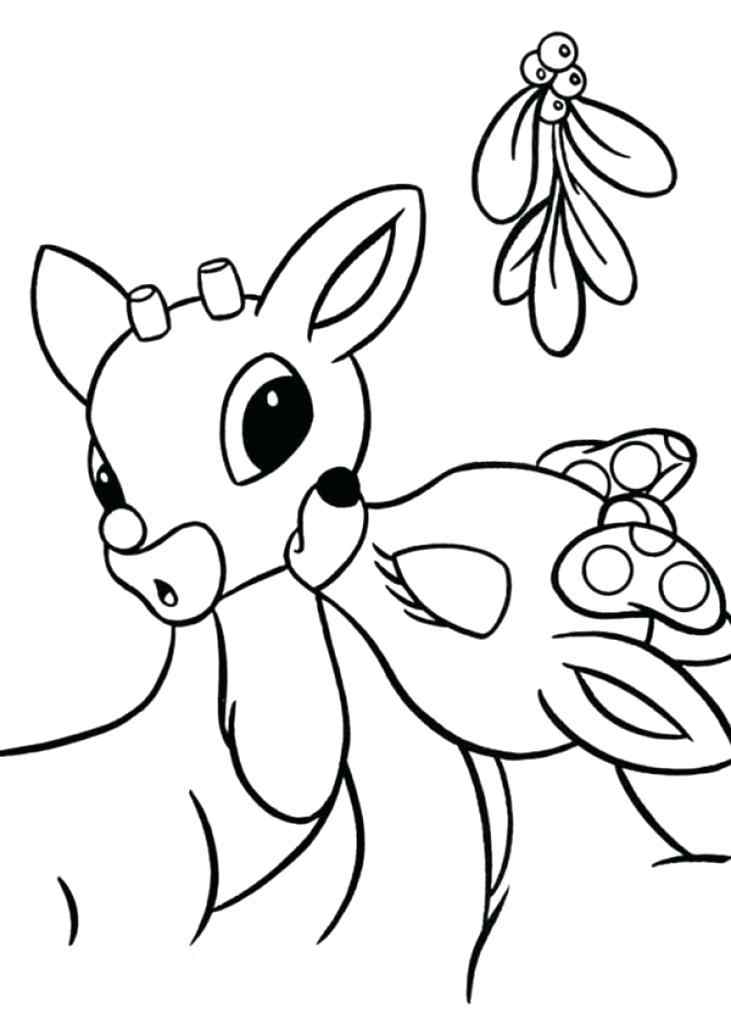 Deer under-Mistletoe Coloring Page
