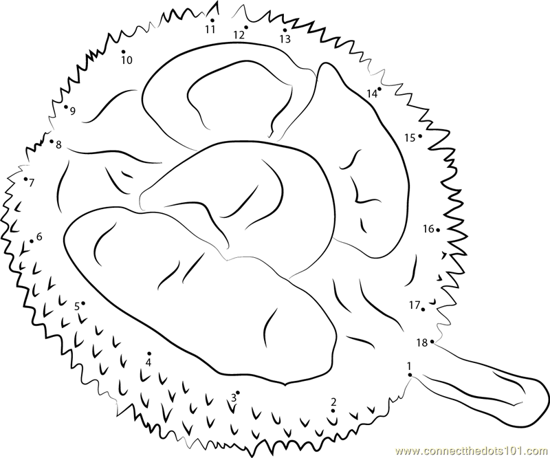 Durian In Singapore Connect Dots Coloring Page