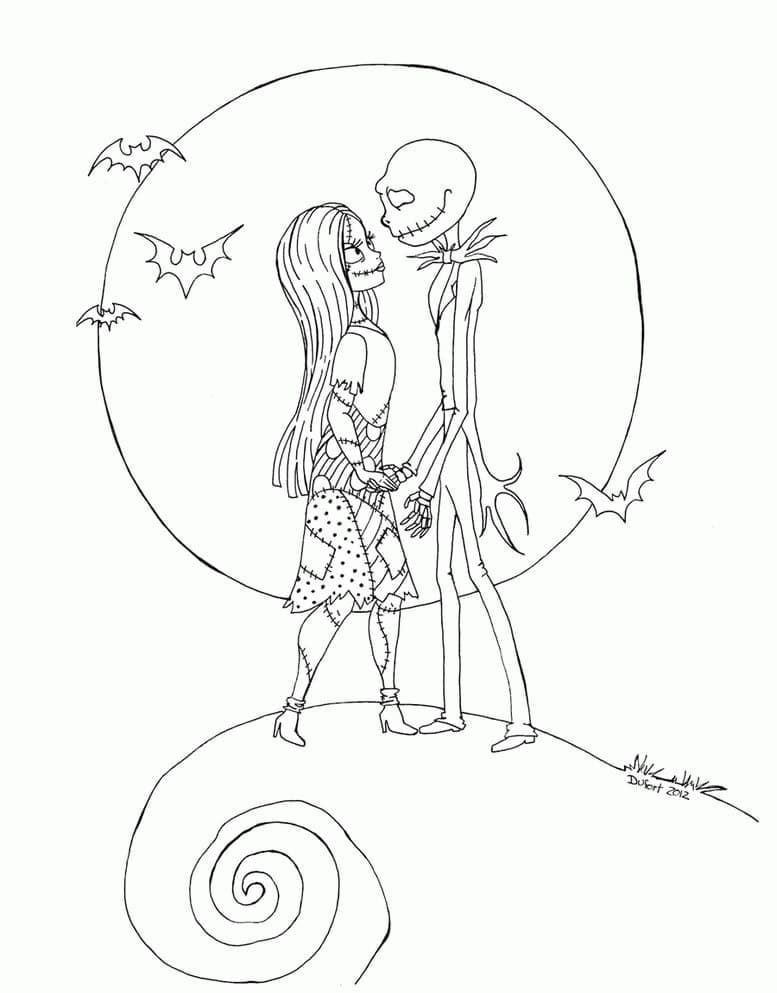 Jack Skellington And Sally Coloring Page
