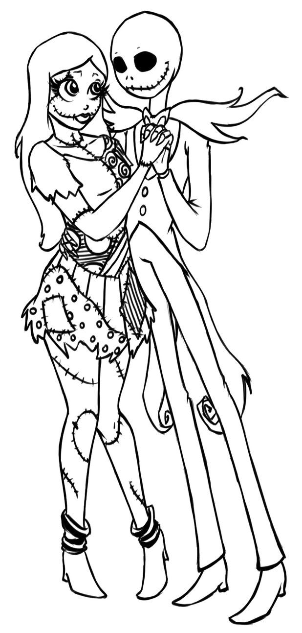 Jack And Sally Before Party Coloring Page