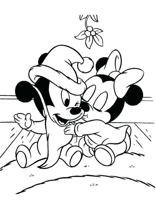 Mickey And Minnie Mistletoe Coloring Page