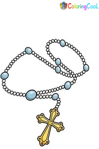 How To Drawing A Rosary –  An Easy Step-by-Step Rosary Drawing Tutorial Coloring Page