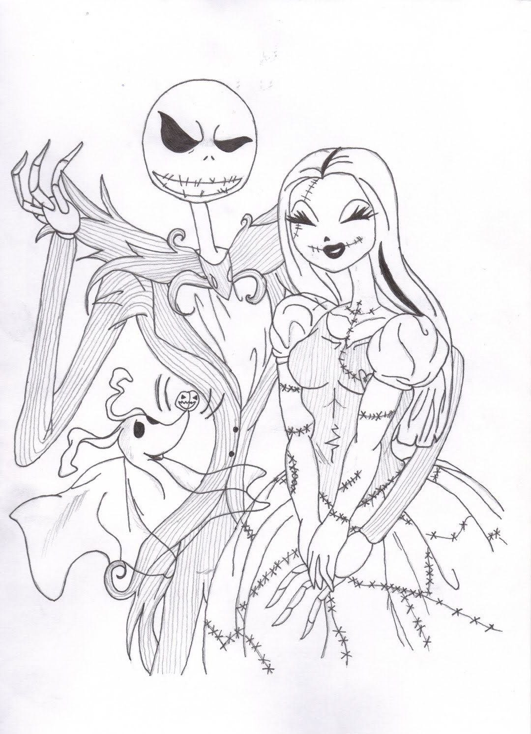 Jack And Sally Smile Coloring Page