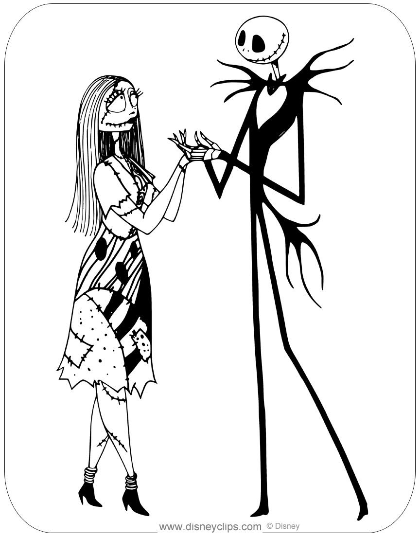 Free Print Jack and Sally Coloring Page