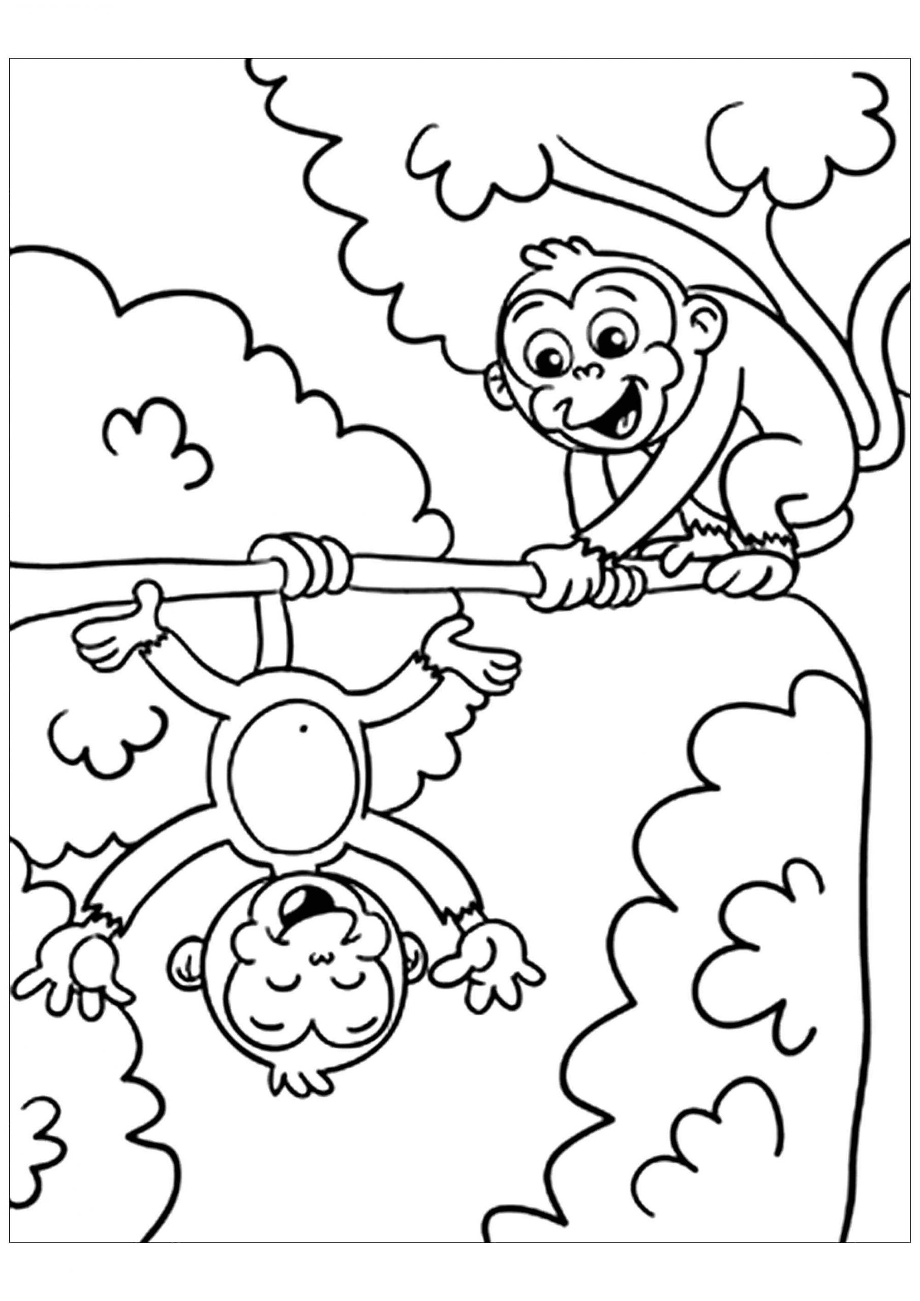 New Cute Monkey For Kids Coloring Page