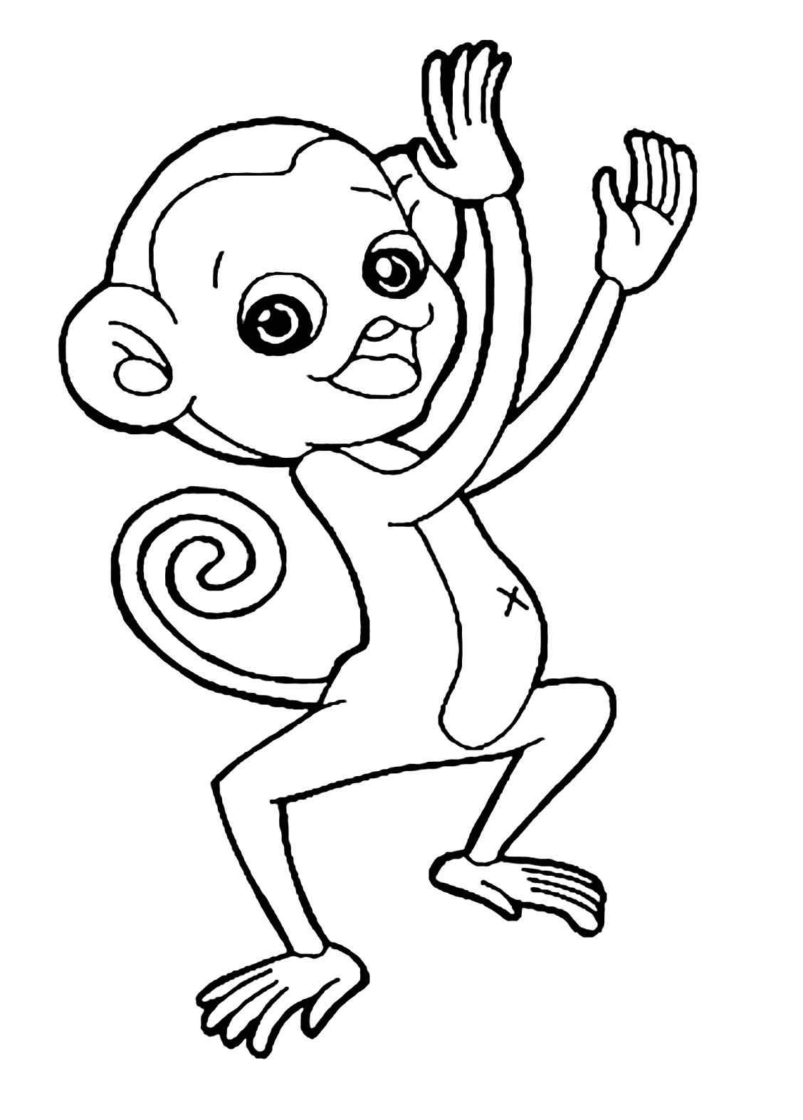 New Simple Monkeys Coloring Page