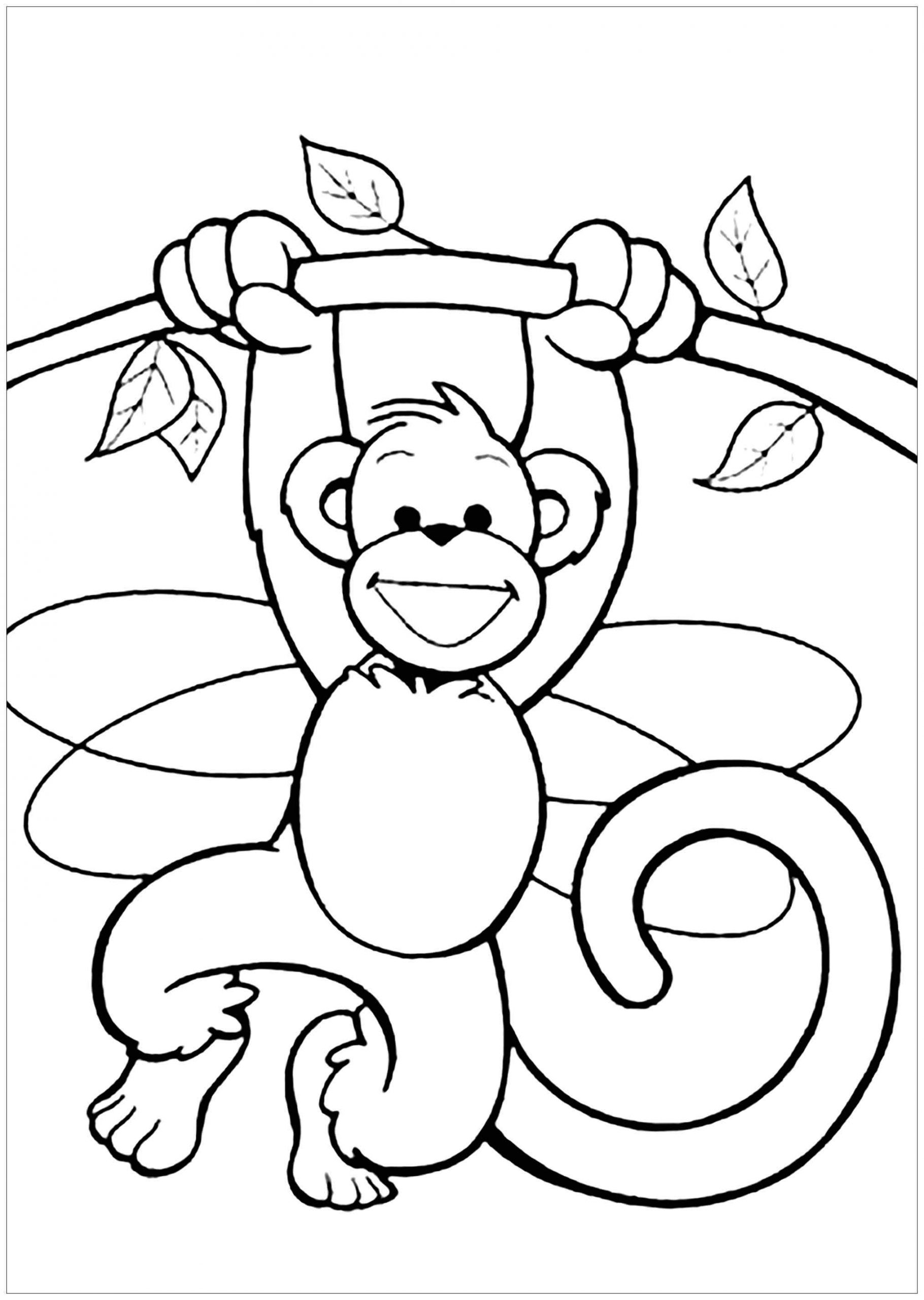 Cute Printable Monkey Coloring Page