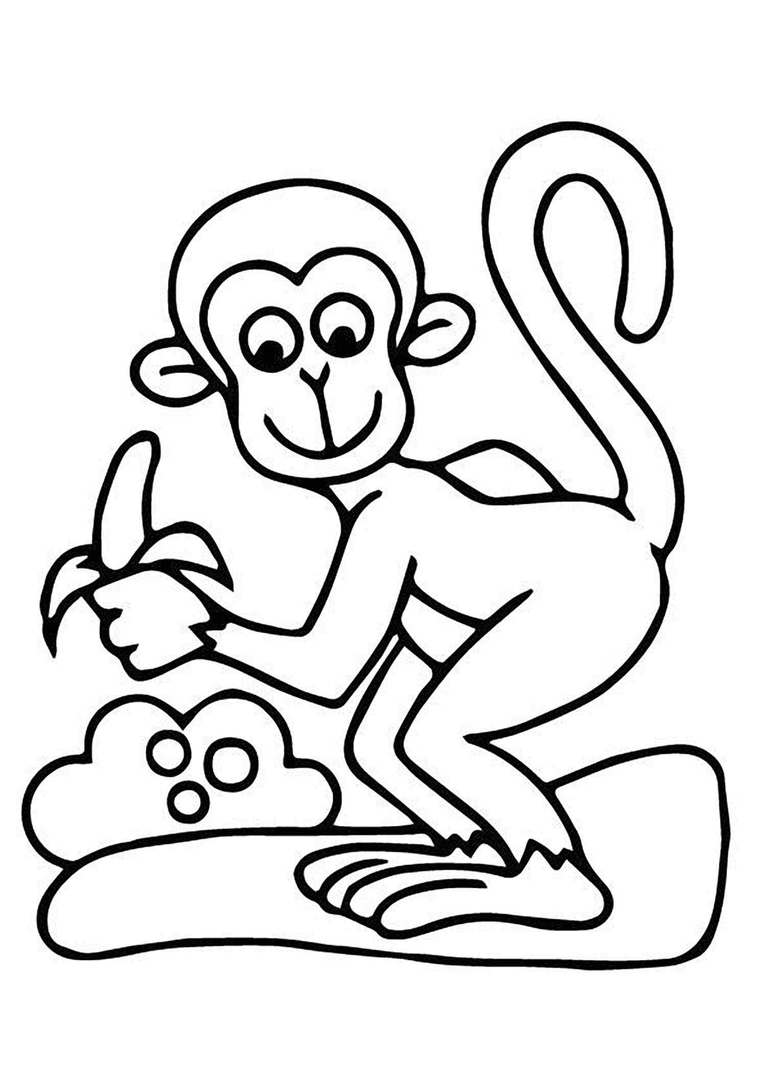New Monkeys For Children Coloring Page