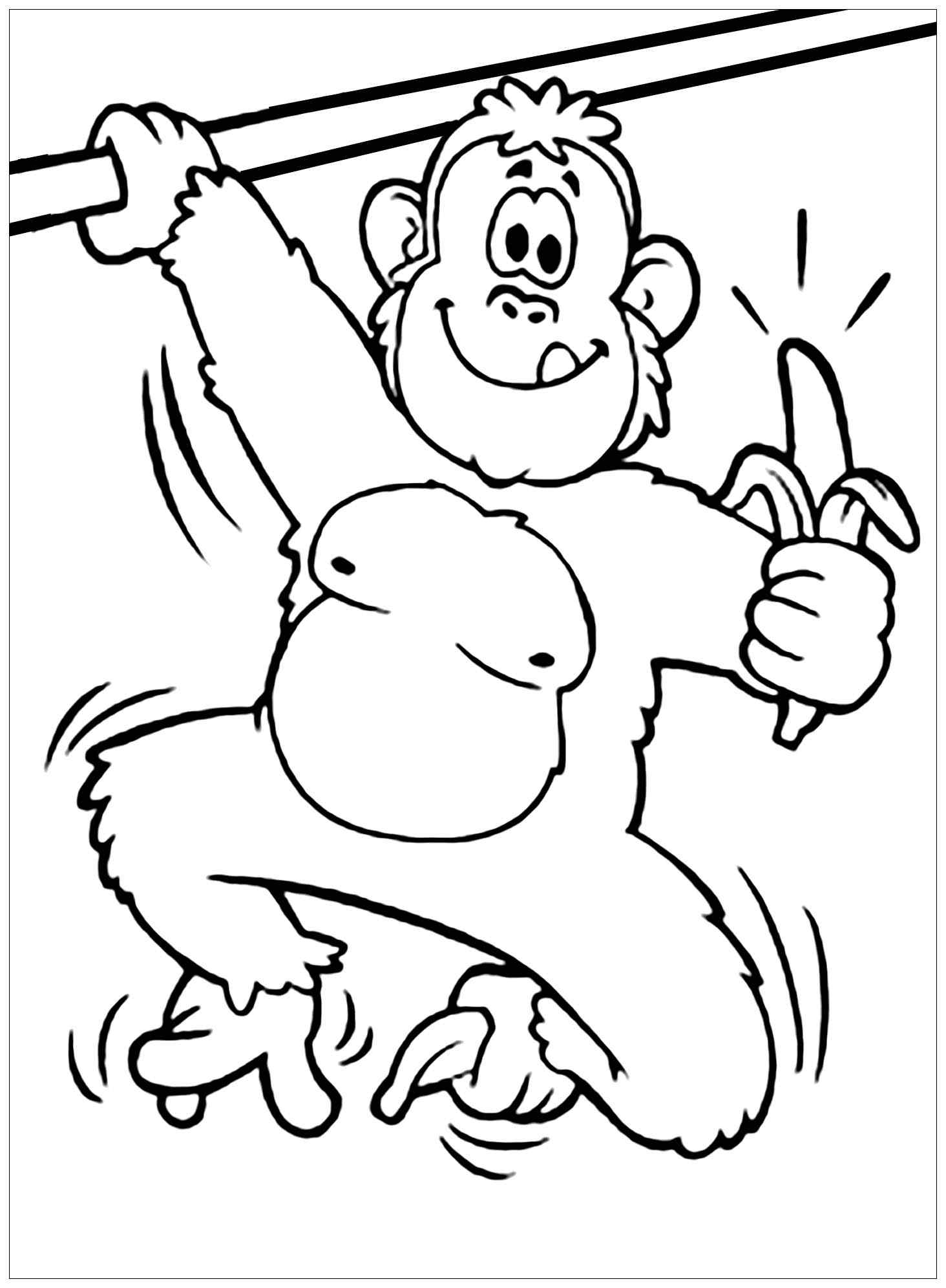 Monkeys For Children Coloring Page