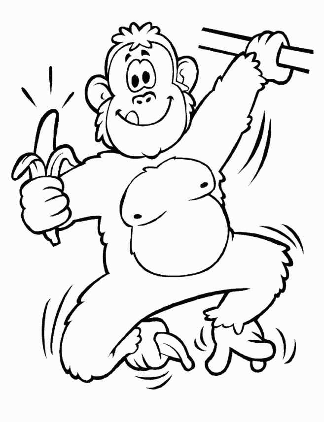 New Happy Monkey Coloring Page