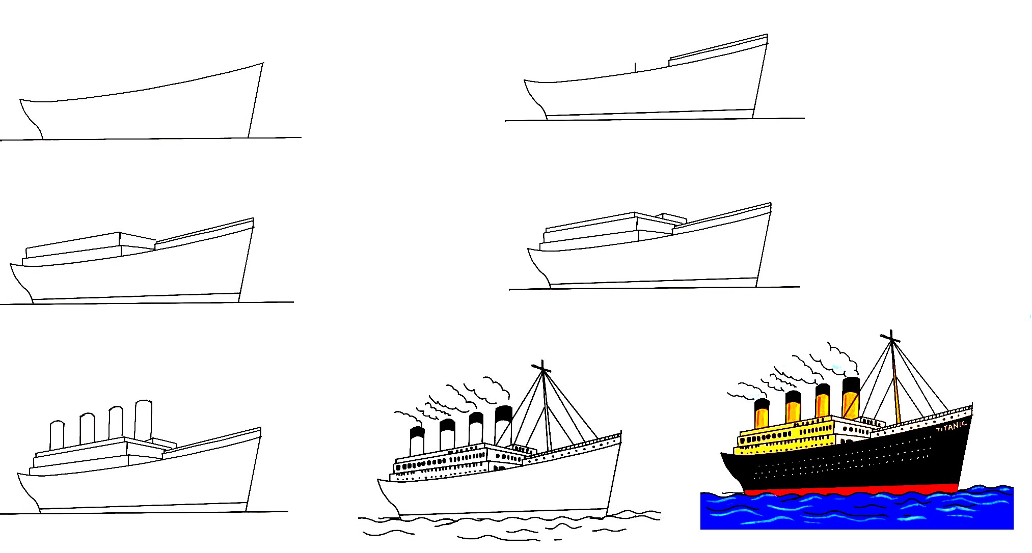 how to draw titanic
