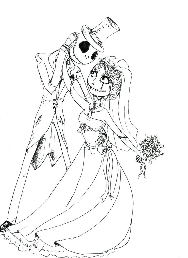 Jack And Sally Married Coloring Page