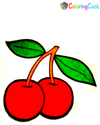 7 Easy Steps Creating The Cherries Drawing- How To Draw The Cherries Coloring Page