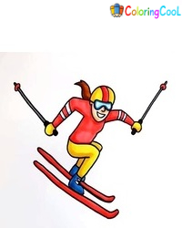 9 Easy Steps To Create Skiing Drawing On How To Draw A Skiing Coloring Page