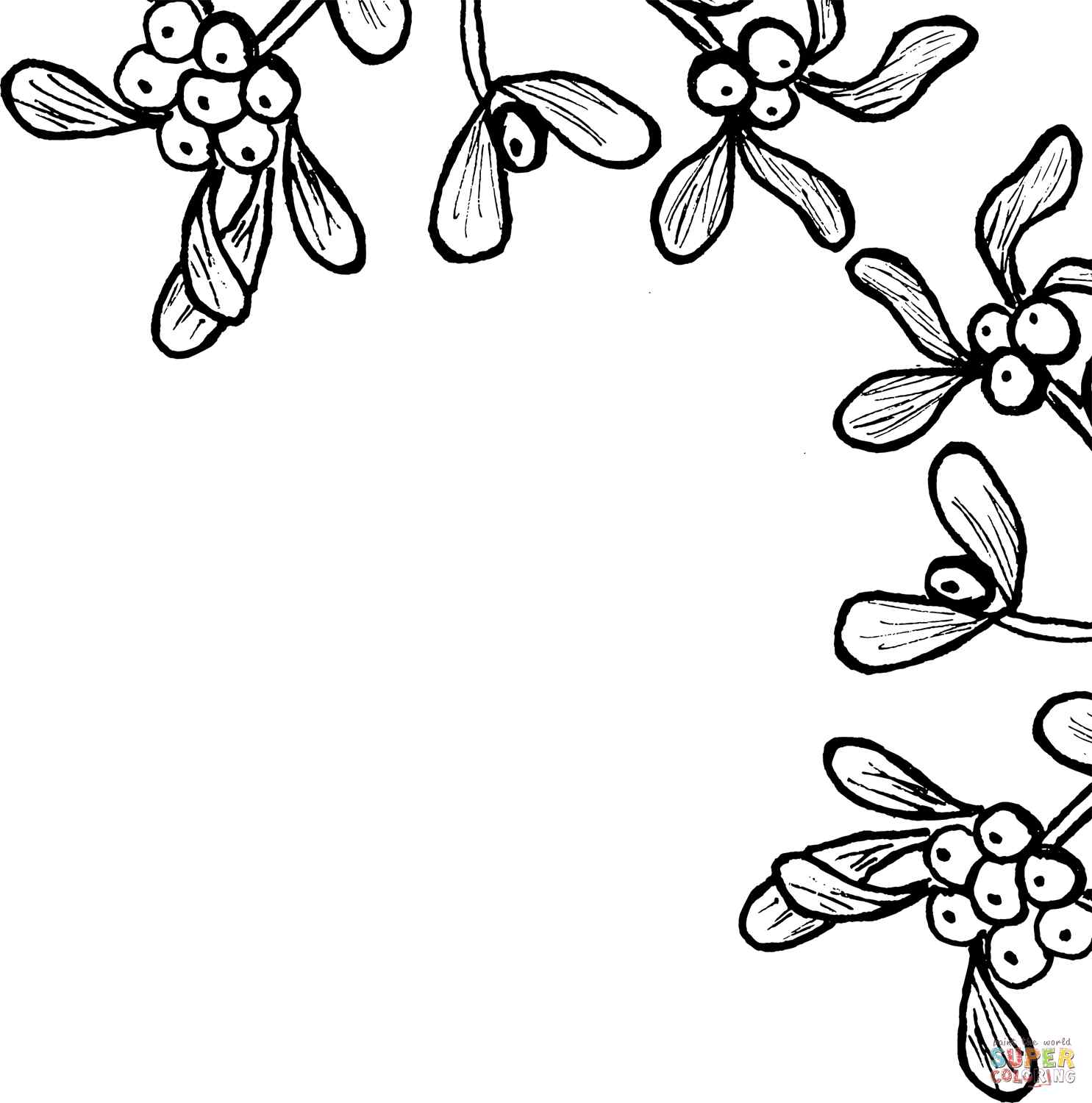 Mistletoe Corner Border Coloring Page