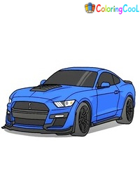How To Draw A Ford Mustang – 8 Easy Steps Creating A  Ford Mustang Drawing Coloring Page