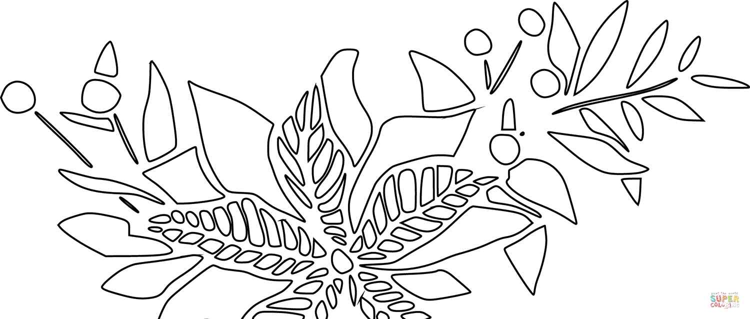 Poinsettia And Mistletoe Coloring Page