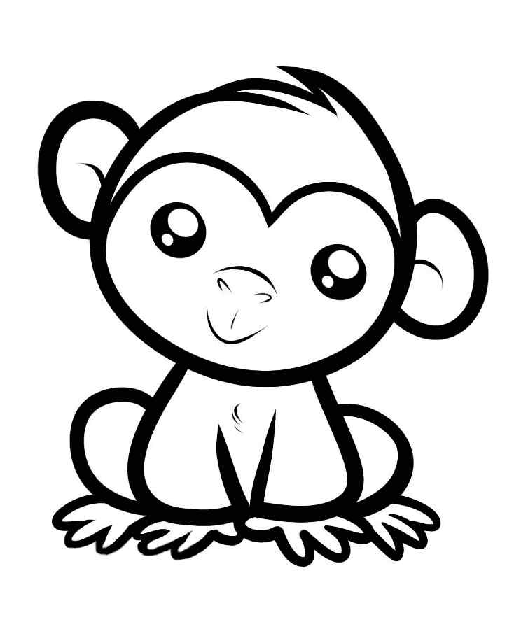 Very Cute Little Monkeys Coloring Page