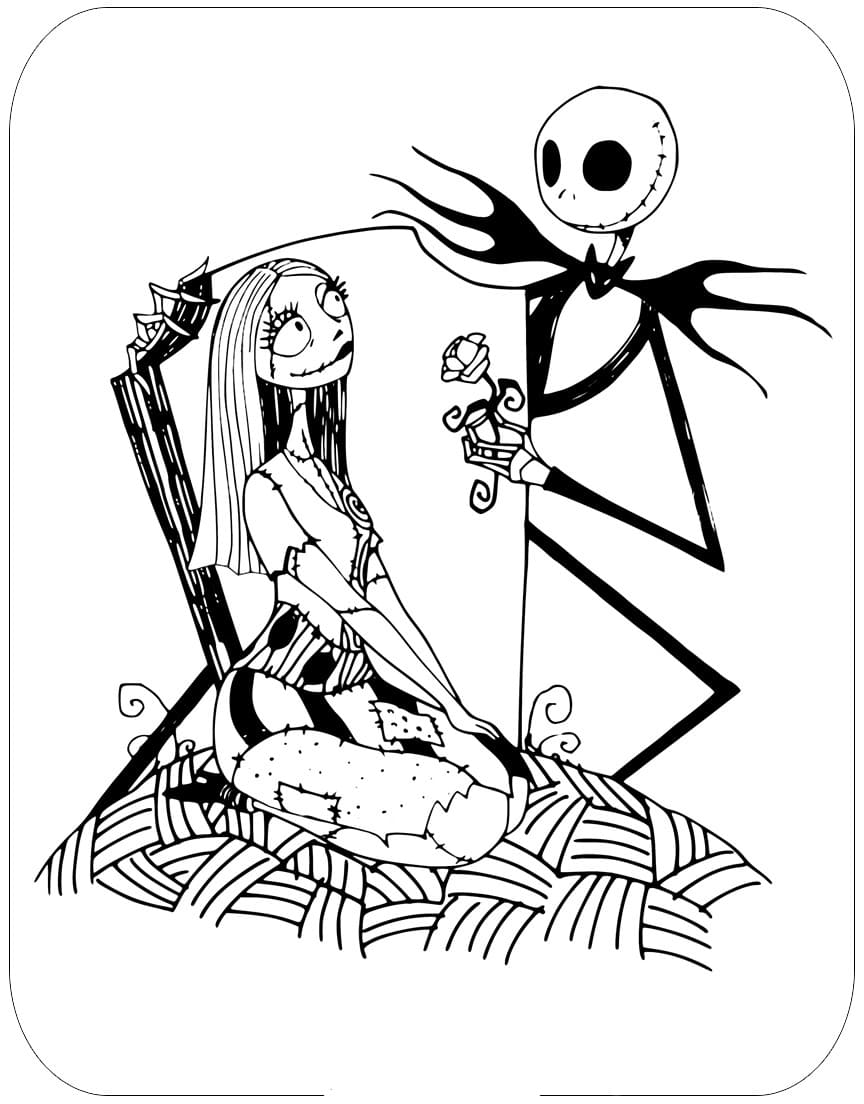Wonder Day For Jack And Sally Coloring Page