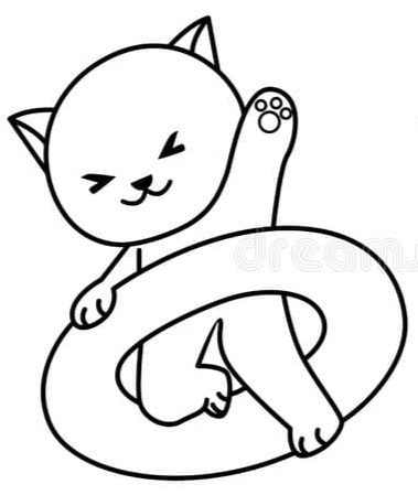 Free Cat Swimming Picture Coloring Page