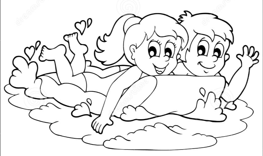 Free Swimming For Children Coloring Page